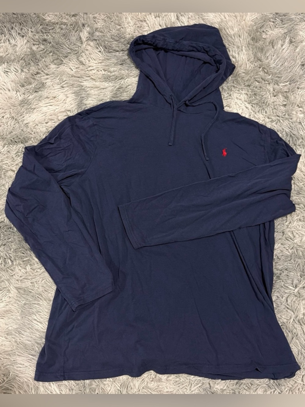 Polo Ralph Lauren Hoodie Shirt Men's Size 2XL Navy Blue Long Sleeve Shirt Cotton